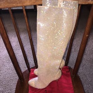 Christian Louboutin nude boot.